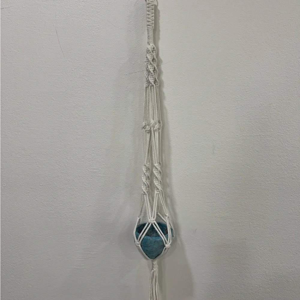 Handcrafted White Macrame Plant Hanger